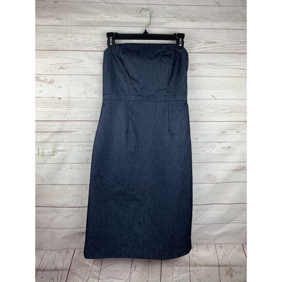 MERONA Dress Womens size 2 Denim Jean Strapless Pencil Knee Length‎ - Picture 2 of 7
